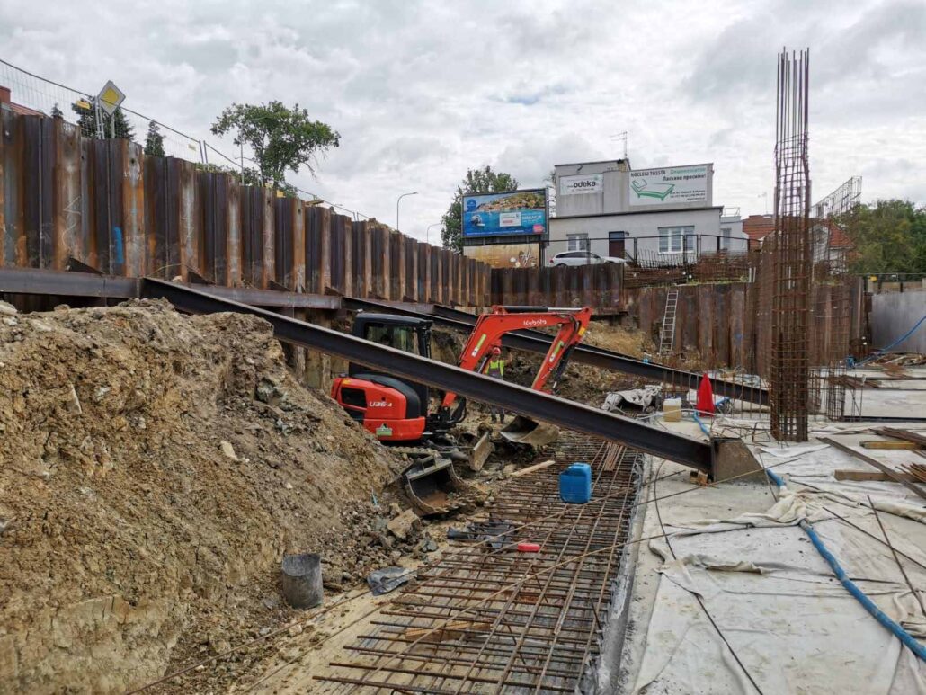 Ścianki szczelne palisada żelbetowa VDW oraz rozparcia stalowe